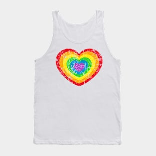 Retro, Heart, LGBT, Rainbow, Grunge Tank Top